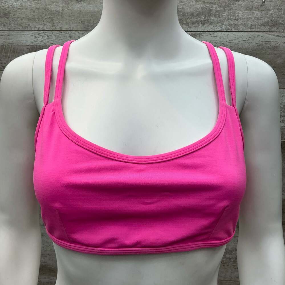 Lululemon Hot Pink Double Strap Yoga Sports Bra With Mesh Lining Size 10